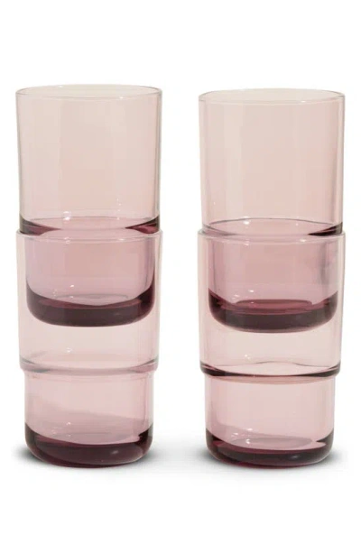 Our Place Night & Day Set Of 4 Tall Glasses In Pink