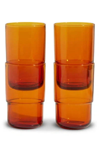 Our Place Night & Day Set Of 4 Tall Glasses In Orange