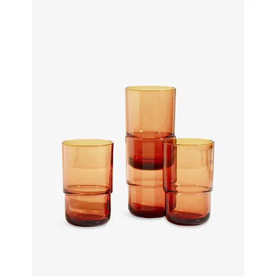 Our Place Sunset Night + Day Glasses Set Of Four In Orange