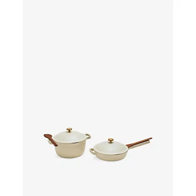 Our Place Vanilla Bean Home Cook Duo Ceramic Pot And Pan Two-piece Set In Brown