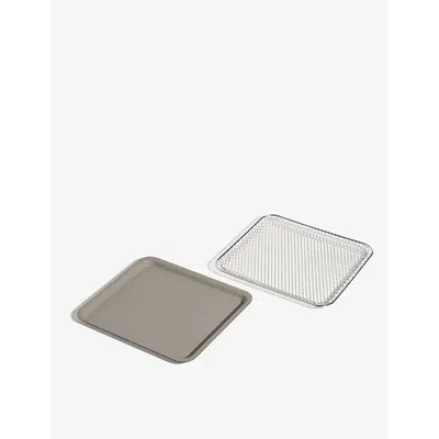 Our Place Char Wonder Oven Chromed-steel Air-fryer Basket And Aluminium Bake Pan In Grey