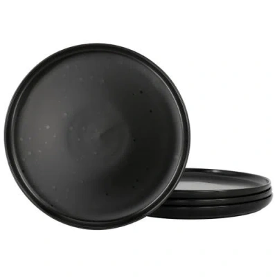 Our Table Landon 4 Piece 8.4 Inch Round Stoneware Salad Plate Set In Black