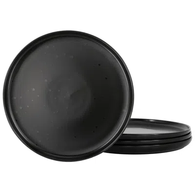 Our Table Landon 4 Piece 8.4 Inch Round Stoneware Salad Plate Set In Pepper In Black