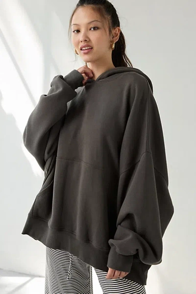 Out From Under 24 Hour Oversized Hoodie Sweatshirt In Black, Women's At Urban Outfitters In Gray