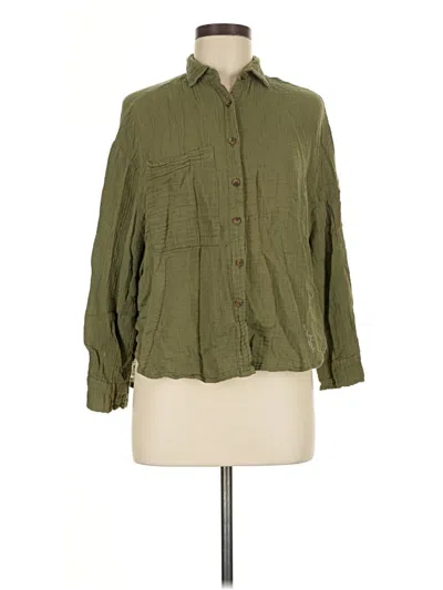 Pre-owned Out From Under 3/4 Sleeve Button Down Shirt In Green