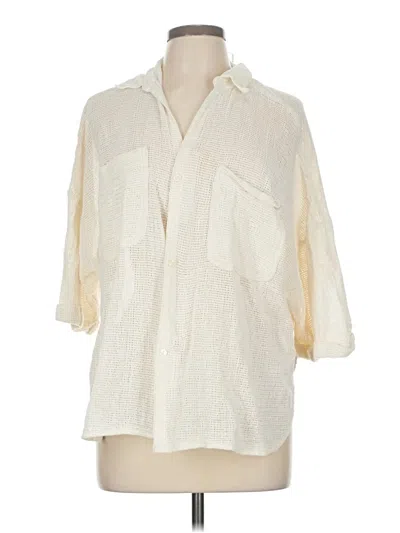 Pre-owned Out From Under 3/4 Sleeve Button Down Shirt In White