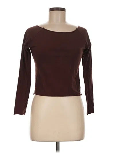 Pre-owned Out From Under 3/4 Sleeve Top Brown Boatneck Tops