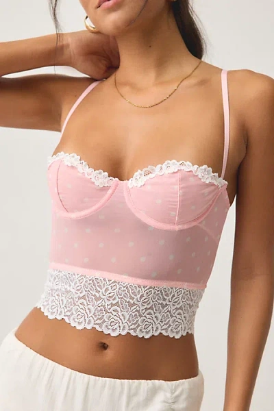 Out From Under Adrena Mesh + Lace Underwire Corset Cami In Pink, Women's At Urban Outfitters In Neutral