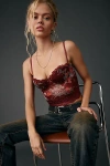 Out From Under Adrena Mesh + Lace Underwire Corset Cami In Red, Women's At Urban Outfitters