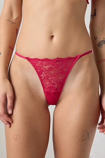 Out From Under After Hours Lace G-string In Pink, Women's At Urban Outfitters In Red