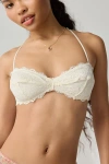 Out From Under After Hours Lace T-back Bralette In Ivory, Women's At Urban Outfitters In White