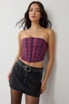 Out From Under Afterglow Strapless Bustier Top In Red, Women's At Urban Outfitters In Multi