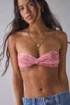 Out From Under Alessandra Knot-front Bandeau Bra Top In Pink Combo, Women's At Urban Outfitters In Pink Combo