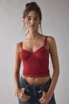 Out From Under Almost Midnight Lace Corset Top In Red, Women's At Urban Outfitters In Red