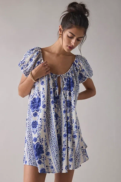 Out From Under Amara Cotton-blend Slip Mini Dress In Blue, Women's At Urban Outfitters