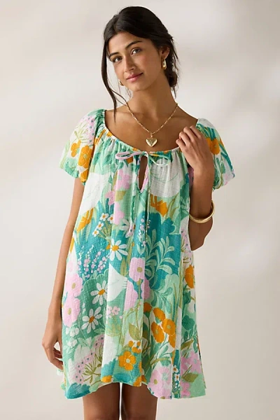 Out From Under Amara Cotton-blend Slip Mini Dress In Green, Women's At Urban Outfitters