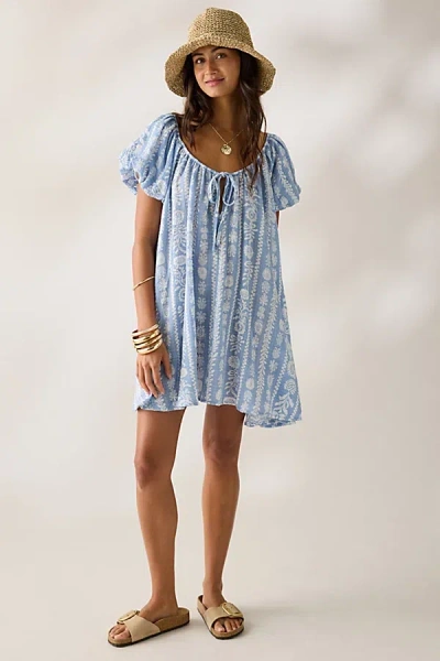 Out From Under Amara Cotton-blend Slip Mini Dress In Light Blue, Women's At Urban Outfitters