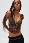 Out From Under Amour Lace Corset In Leopard Print, Women's At Urban Outfitters