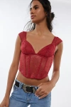Out From Under Amour Lace Underwire Corset In Red, Women's At Urban Outfitters