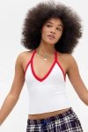 Out From Under Andi Tipped Halter Top In White, Women's At Urban Outfitters