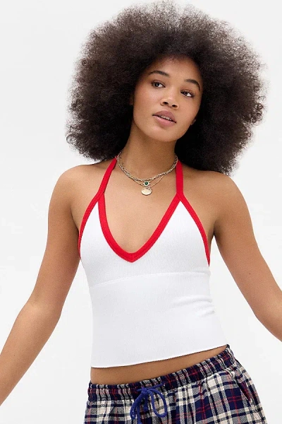 Out From Under Andi Tipped Halter Top In White, Women's At Urban Outfitters