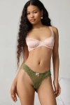 Out From Under Angel Lace Thong In Olive, Women's At Urban Outfitters In Multi