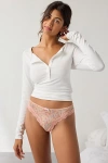 Out From Under Angel Mesh Lace Trim Thong In Pink Combo, Women's At Urban Outfitters In Pink