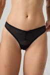 Out From Under Arianna Bow Detail Mesh Thong In Black, Women's At Urban Outfitters