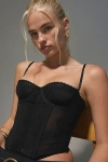 Out From Under Aura Lace-trim Mesh Corset Top In Black, Women's At Urban Outfitters