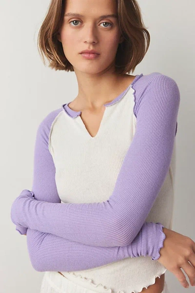 Out From Under Baseball Notch Neck Layering Tee In Violet, Women's At Urban Outfitters