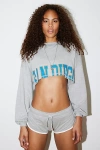 OUT FROM UNDER BEACH VIBES CROPPED SWEATSHIRT IN GREY, WOMEN'S AT URBAN OUTFITTERS