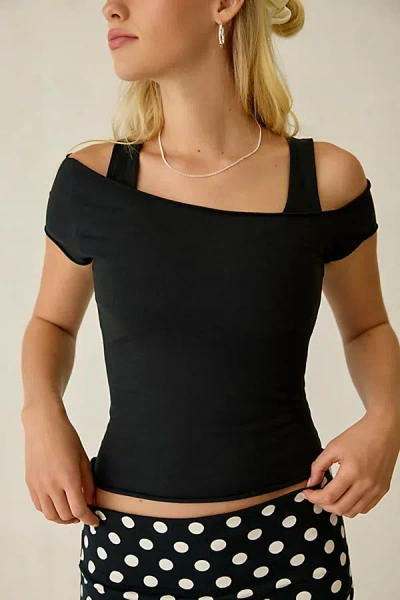 Out From Under Bec Asymmetric Cold Shoulder Tee In Black, Women's At Urban Outfitters