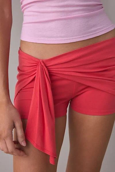 Out From Under Bec Asymmetric Wrap Micro Shorts In Red, Women's At Urban Outfitters