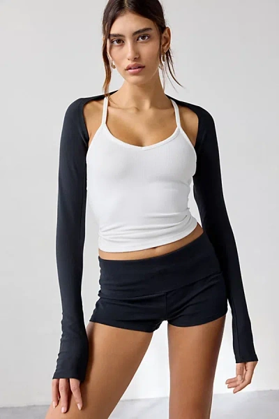 Out From Under Bec Ballet Long Sleeve Shrug Top In Jet Black, Women's At Urban Outfitters In White