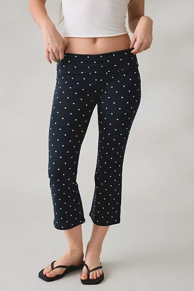 Out From Under Bec Cropped Foldover Kick Flare Pants In Black/white Polka Dot, Women's At Urban Outfitters