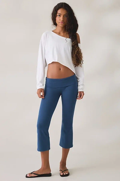Out From Under Bec Cropped Foldover Kick Flare Pants In Pale Blue, Women's At Urban Outfitters
