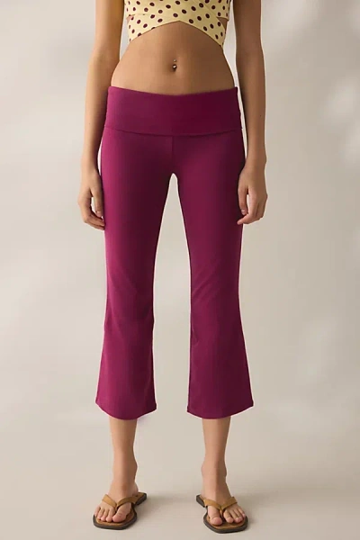 Out From Under Bec Cropped Foldover Kick Flare Pants In Purple Potion, Women's At Urban Outfitters