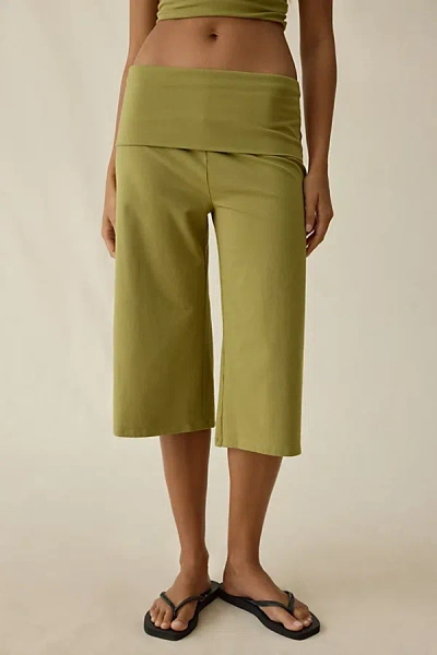 Out From Under Bec Cropped Gaucho Pants In Olive, Women's At Urban Outfitters In Green