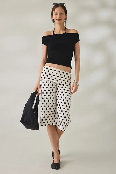 Out From Under Bec Cropped Gaucho Pants In White/black Polka Dot, Women's At Urban Outfitters In Multi