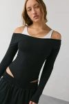 Out From Under Bec Cut It Out Layered Bodysuit In Black, Women's At Urban Outfitters