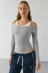 Out From Under Bec Cut It Out Layered Bodysuit In Grey, Women's At Urban Outfitters In Gray