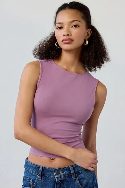 Out From Under Bec Cutout Bow-back Cropped Tank Top In Mauve, Women's At Urban Outfitters In Purple