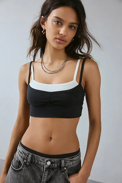 Out From Under Bec Cotton Double Layer Bra In Black, Women's At Urban Outfitters