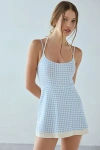 Out From Under Bec Double Layer Mini Dress In Blue Gingham, Women's At Urban Outfitters