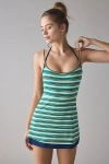 Out From Under Bec Double Layer Mini Dress In Green Stripe, Women's At Urban Outfitters In Green Stripe