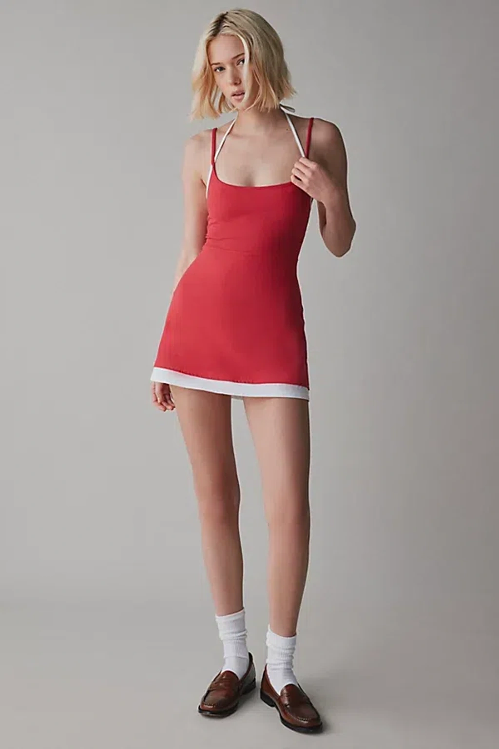 knee length dresses for ladies Textured Jersey Cut-Out A-Line Mini Dress in Ivory - 8 main image 1