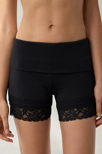 Out From Under Bec Foldover Lace Trim Short In Black, Women's At Urban Outfitters