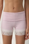 Out From Under Bec Foldover Lace Trim Short In Pink, Women's At Urban Outfitters