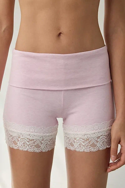Out From Under Bec Foldover Lace Trim Short In Pink, Women's At Urban Outfitters