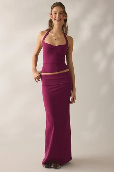 Out From Under Bec Foldover Maxi In Plum, Women's At Urban Outfitters In Burgundy
